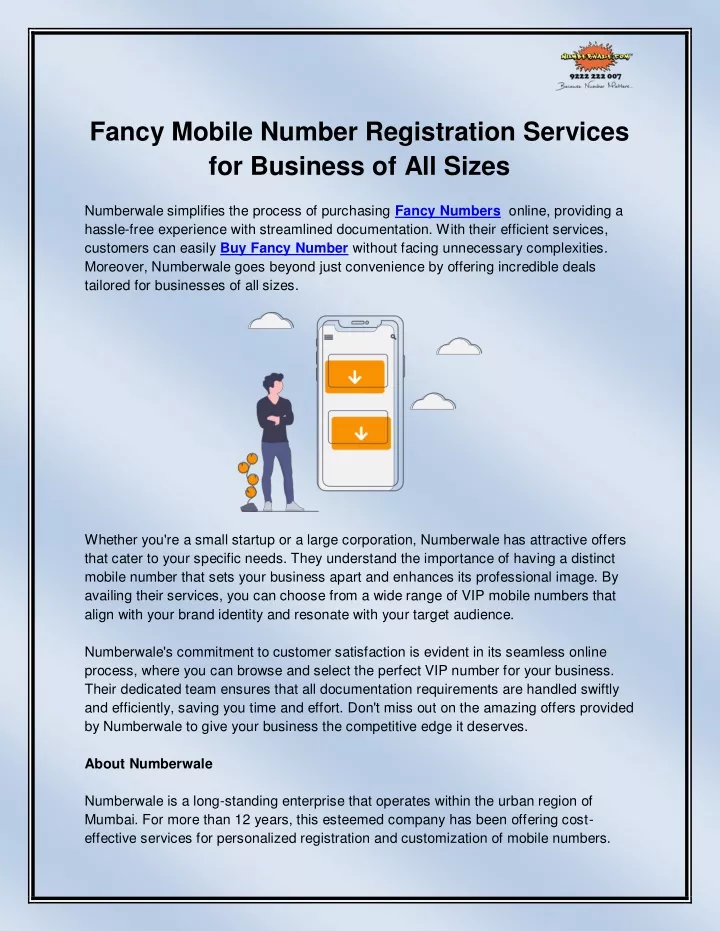 fancy mobile number registration services