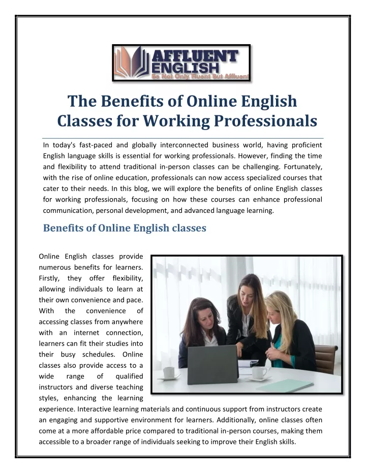 the benefits of online english classes