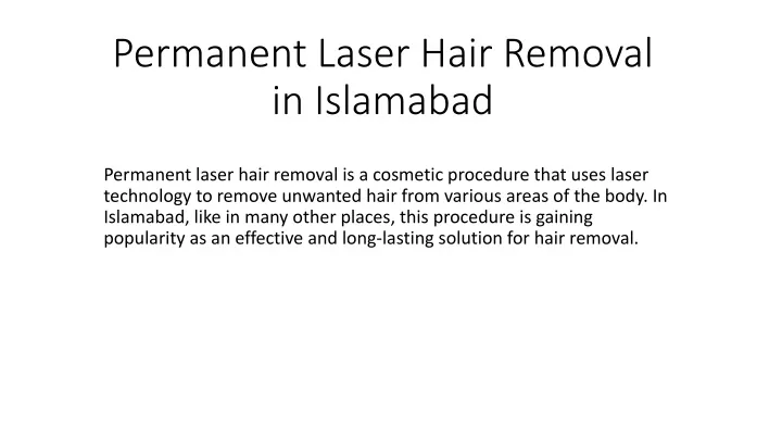 permanent laser hair removal in islamabad