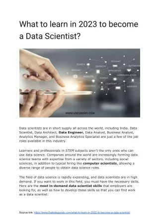 What to learn in 2023 to become a Data Scientist