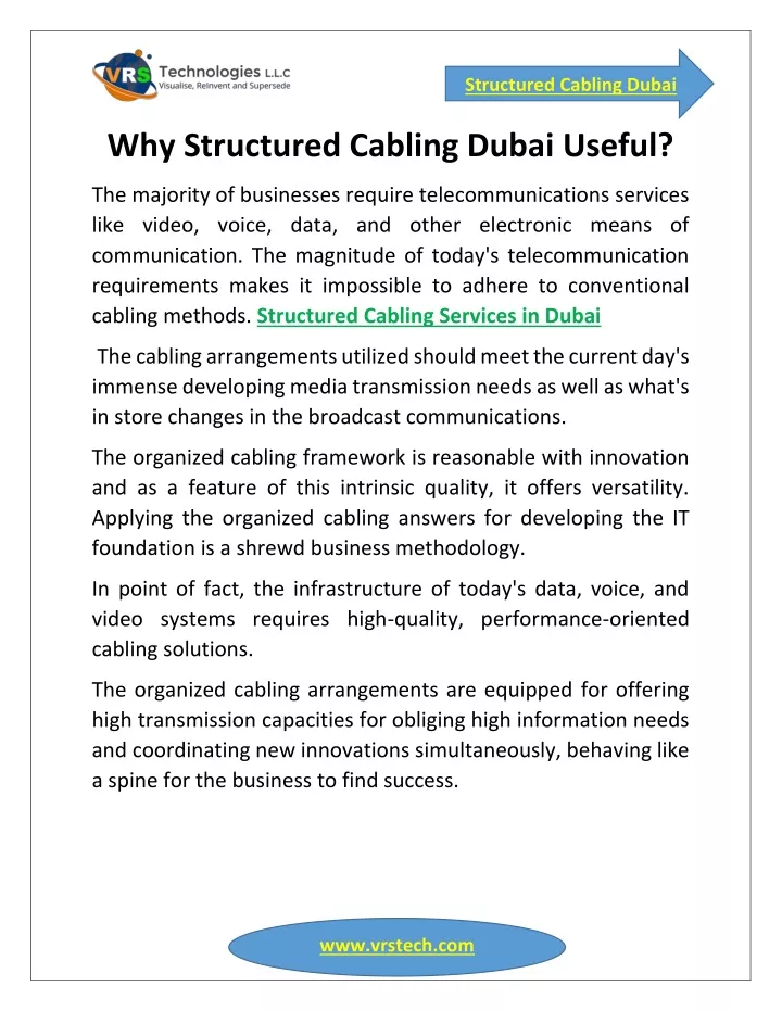 structured cabling dubai