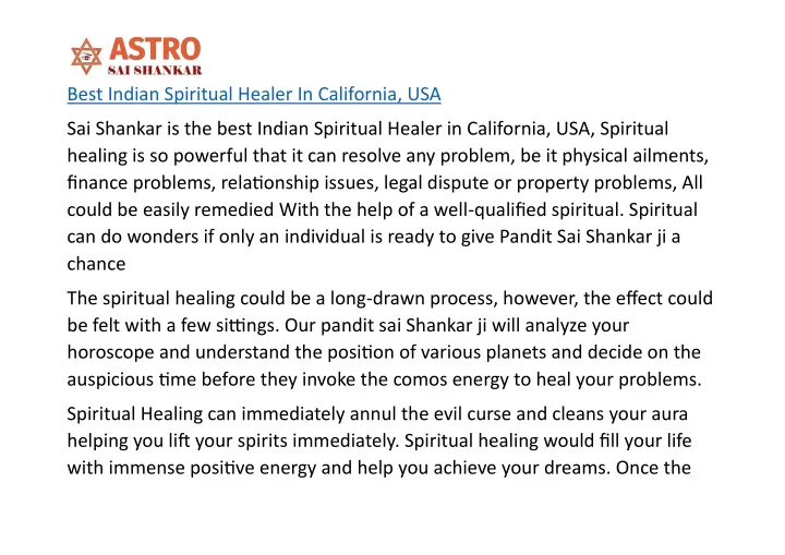 best indian spiritual healer in california usa