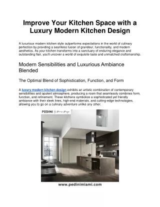 Improve Your Kitchen Space with a Luxury Modern Kitchen Design