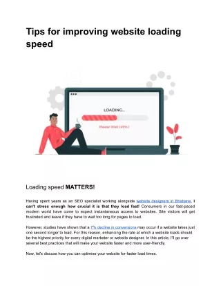Tips for improving website loading speed
