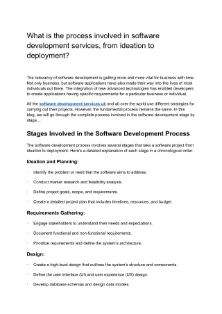 What is the process involved in software development services, from ideation to deployment_
