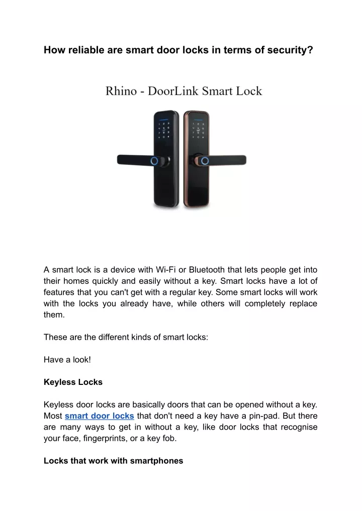 how reliable are smart door locks in terms