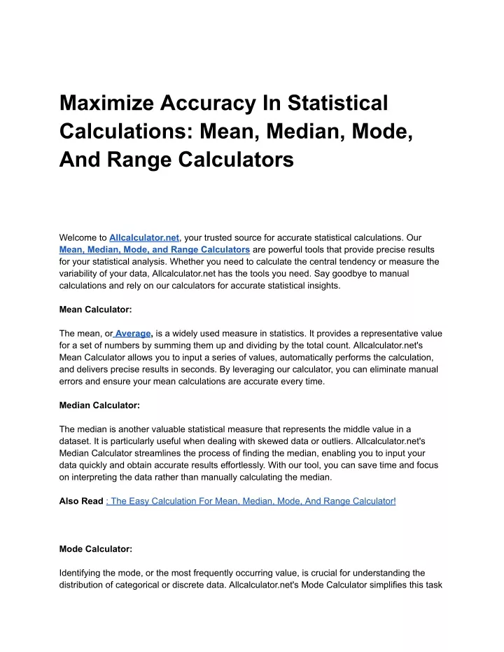 maximize accuracy in statistical calculations