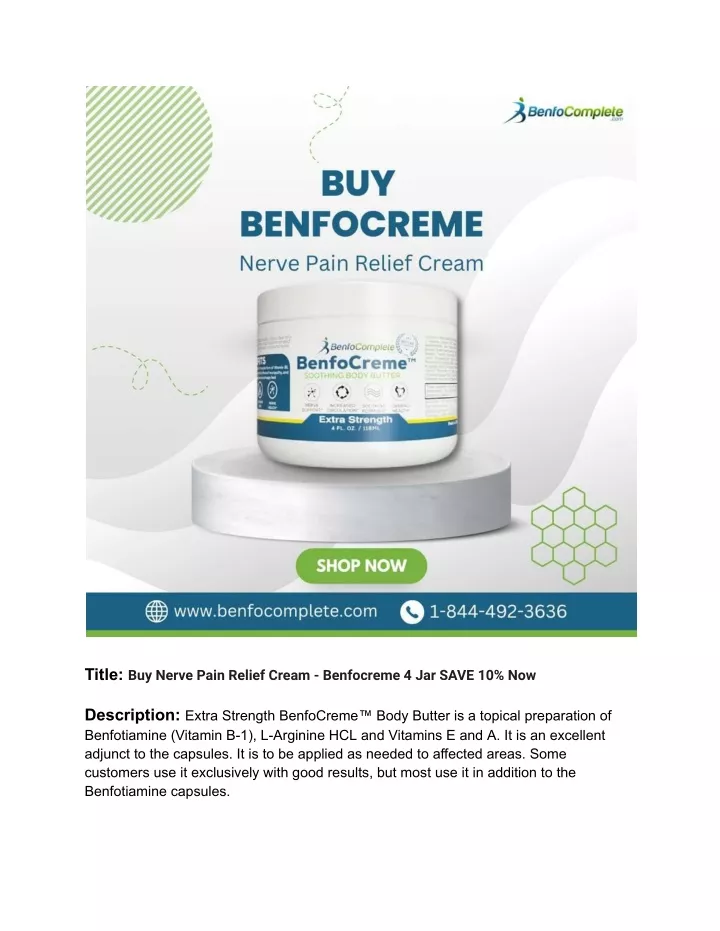 title buy nerve pain relief cream benfocreme