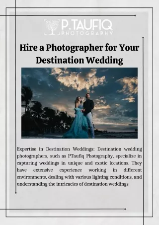 Hire A Destination Wedding Photographer