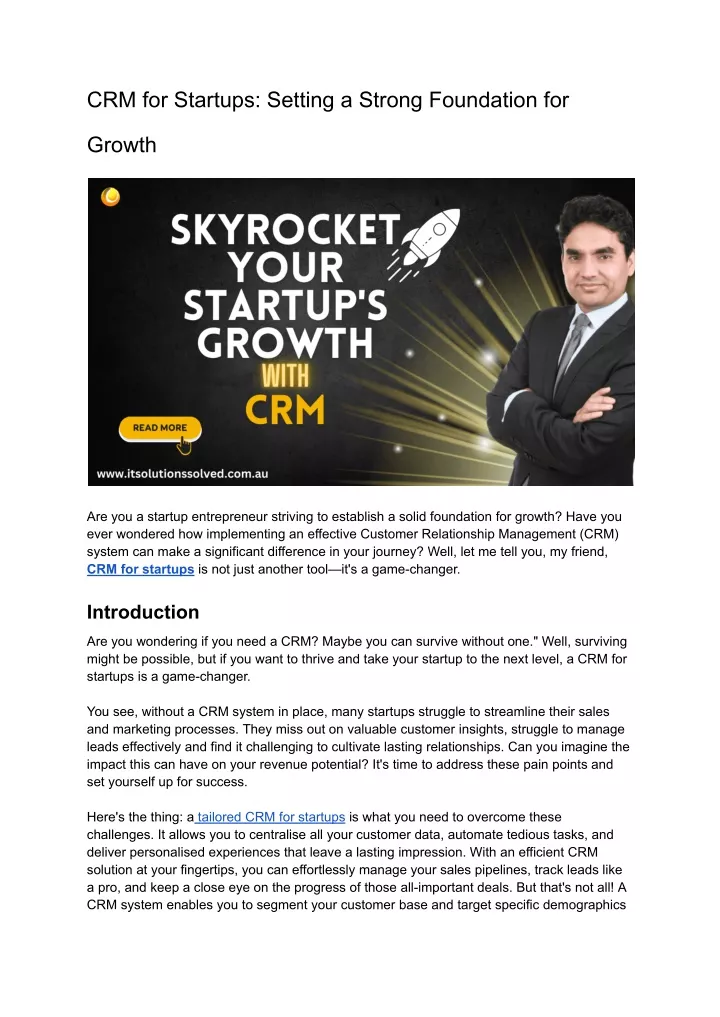 crm for startups setting a strong foundation for