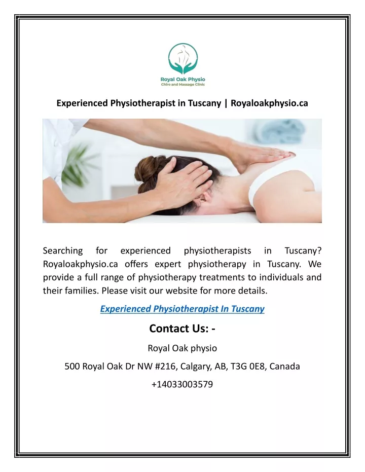 experienced physiotherapist in tuscany