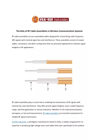 The Role of RF Cable Assemblies in Wireless Communication Systems