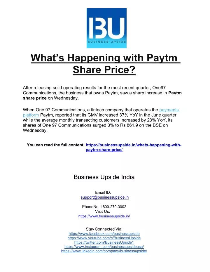 what s happening with paytm share price