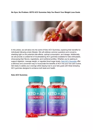 No Gym, No Problem_ KETO ACV Gummies Help You Reach Your Weight Loss Goals