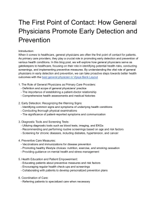 the first point of contact how general physicians