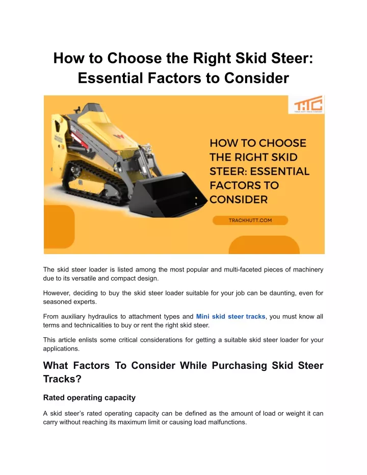 how to choose the right skid steer essential