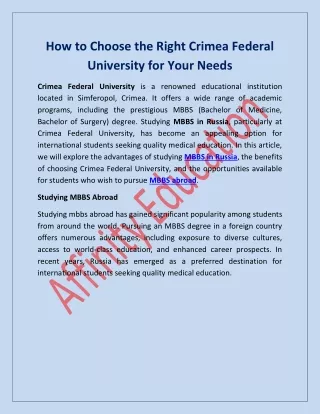 how to choose the right crimea federal university