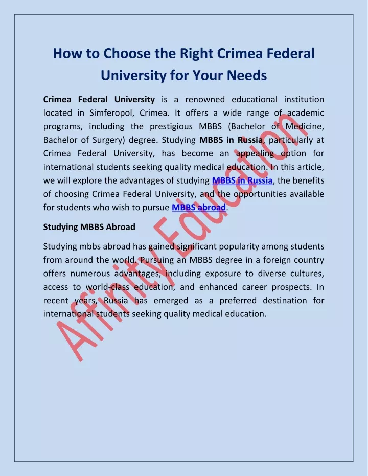 how to choose the right crimea federal university