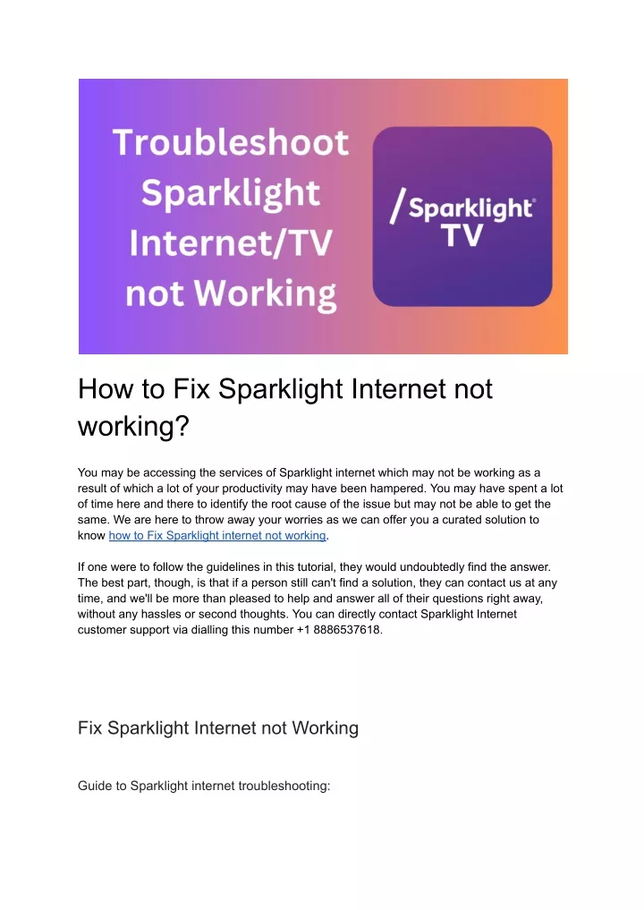 how to fix sparklight internet not working