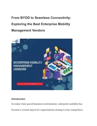 From BYOD to Seamless Connectivity Exploring the Best Enterprise Mobility Management Vendors