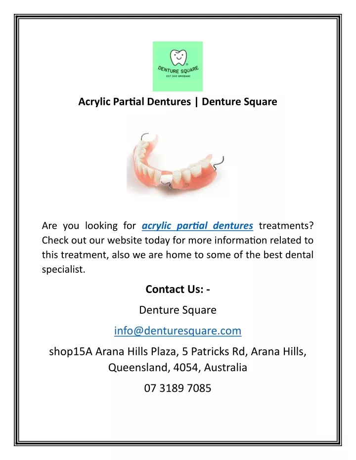 acrylic partial dentures denture square