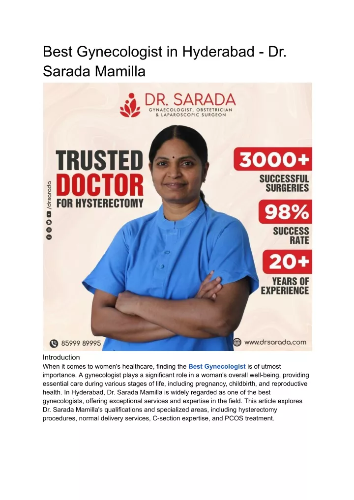 best gynecologist in hyderabad dr sarada mamilla