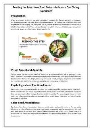 Feeding the Eyes How Food Colors Influence Our Dining Experience