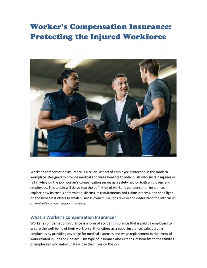 worker s compensation insurance is a crucial