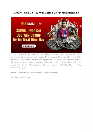 33win nh c i 333 win casino uy t n nh t hi n nay