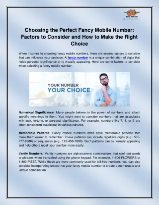 choosing the perfect fancy mobile number factors