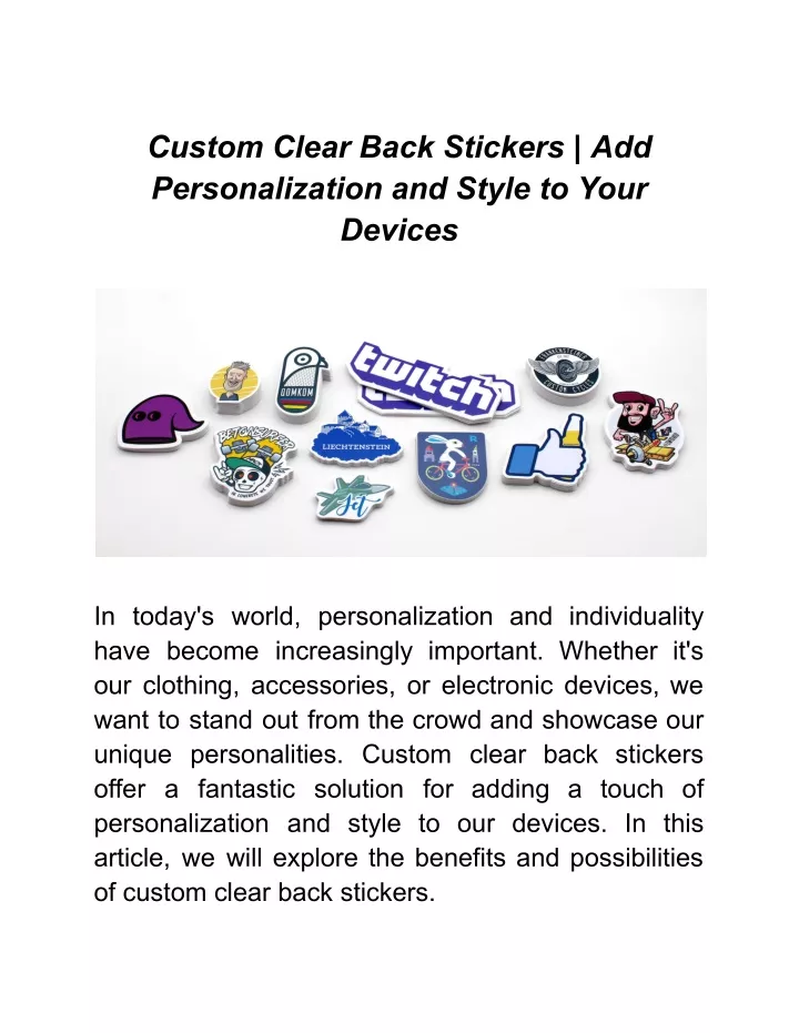 custom clear back stickers add personalization