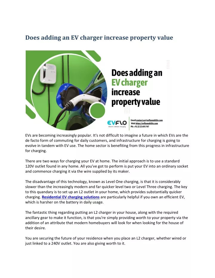 does adding an ev charger increase property value