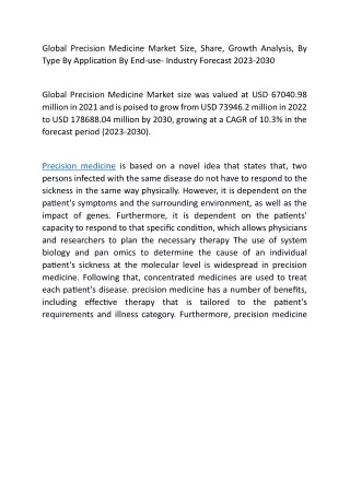 global precision medicine market size share