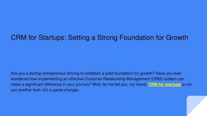 crm for startups setting a strong foundation for growth