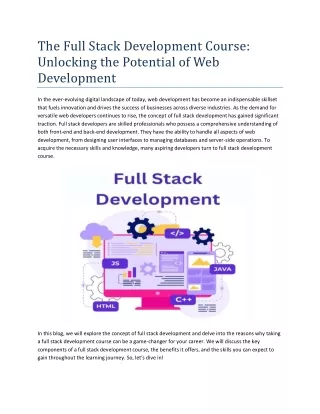 the full stack development course unlocking