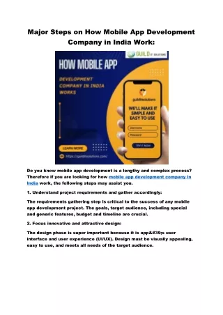 major steps on how mobile app development company