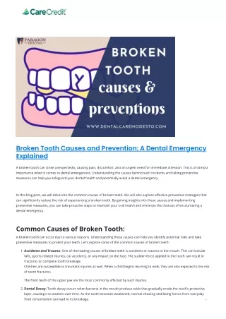 Broken Tooth Causes and Prevention