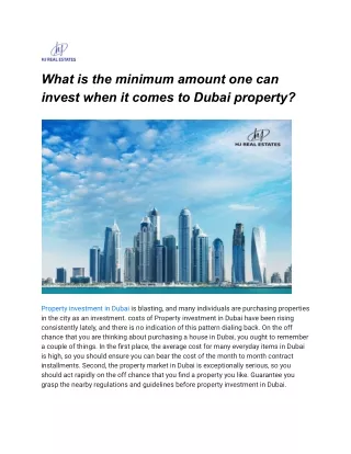 Investment in Dubai - Property Purchase in Dubai