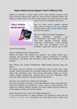 Need Tablet Screen Repair? Here’s What to Do!