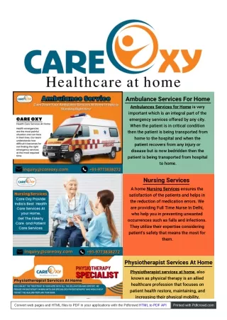 India's Best Care Oxy Your Trusted Health Care Service Company