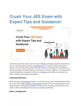 crush your jee exam with expert tips and guidance