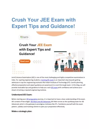 crush your jee exam with expert tips and guidance