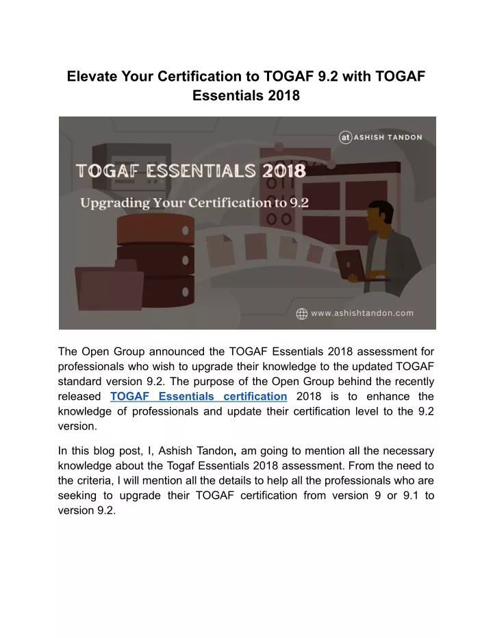 elevate your certification to togaf 9 2 with