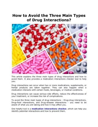 How to Avoid the Three Main Types of Drug Interactions