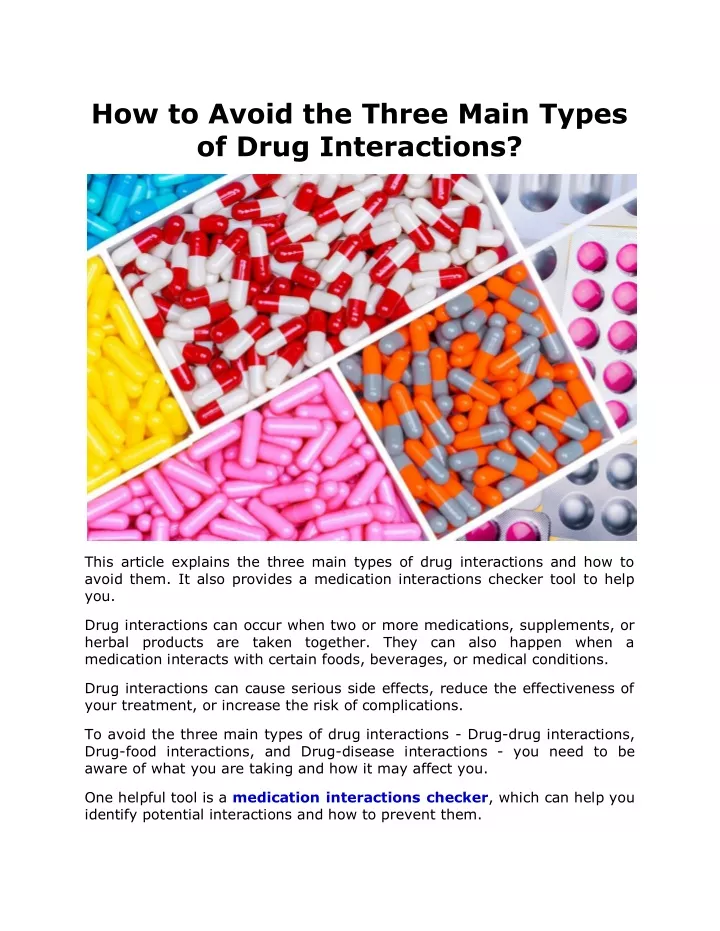 how to avoid the three main types of drug