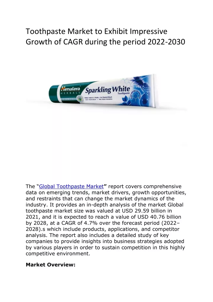 toothpaste market to exhibit impressive growth