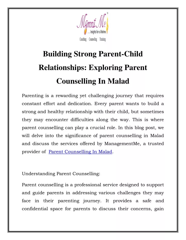 building strong parent child