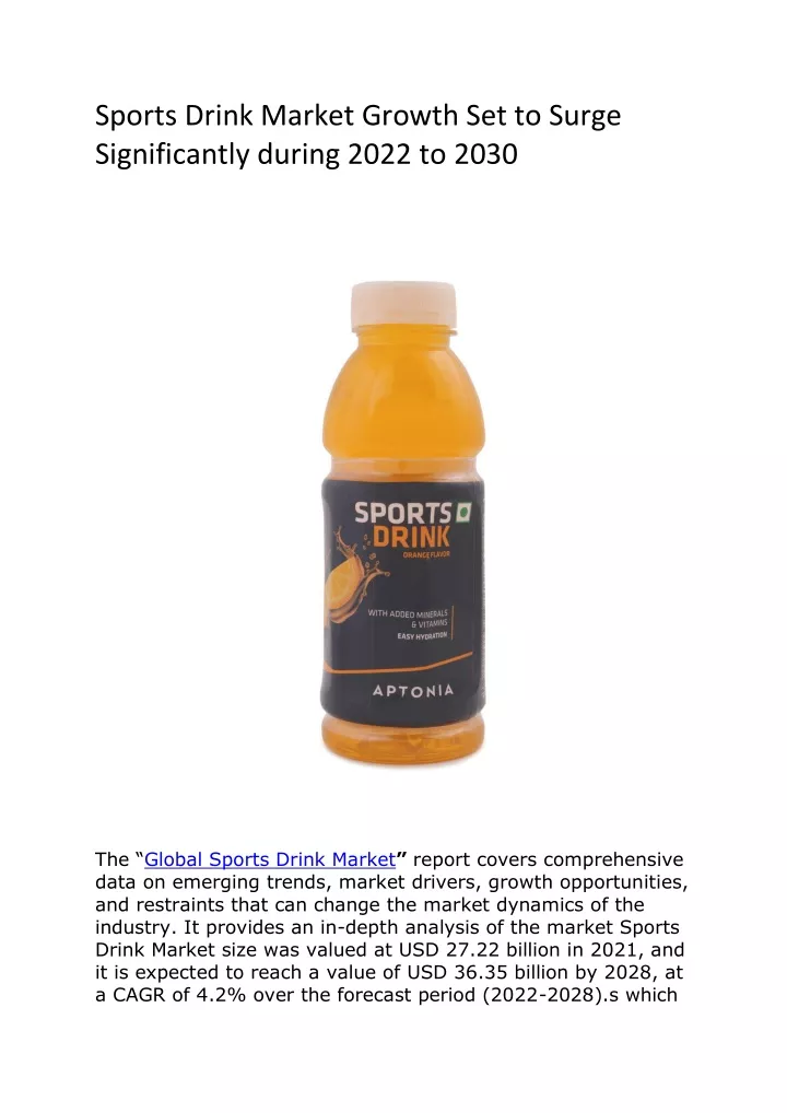 sports drink market growth set to surge