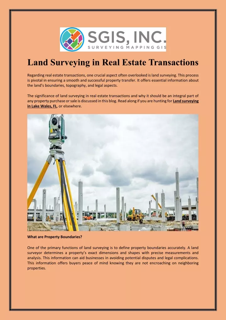 land surveying in real estate transactions
