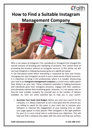 How to Find a Suitable Instagram Management Company